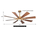 60" Oretha Windmill 8 Blade Led Indoor Oil Rubbed Bronze Ceiling Fan with Remote And Light Kit Included by ParrotUncle