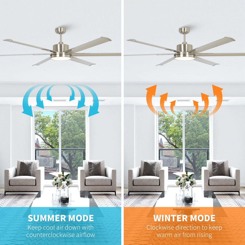 65 Inch Freda DC Motor Modern Downrod Ceiling Fan with LED Light and Remote Control