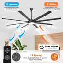 75" Industrial DC Motor Downrod Mount Reversible Ceiling Fan with Lighting and Remote Control by ParrotUncle