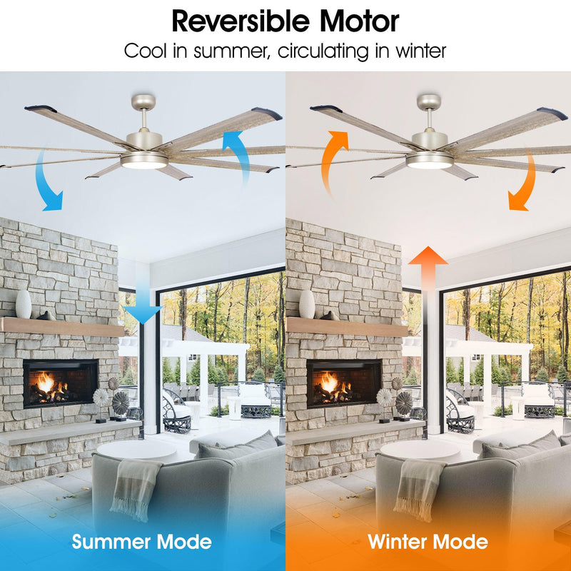 72" Bankston Modern Satin Nickel DC Motor Downrod Mount Ceiling Fan with LED Lighting and Remote Control