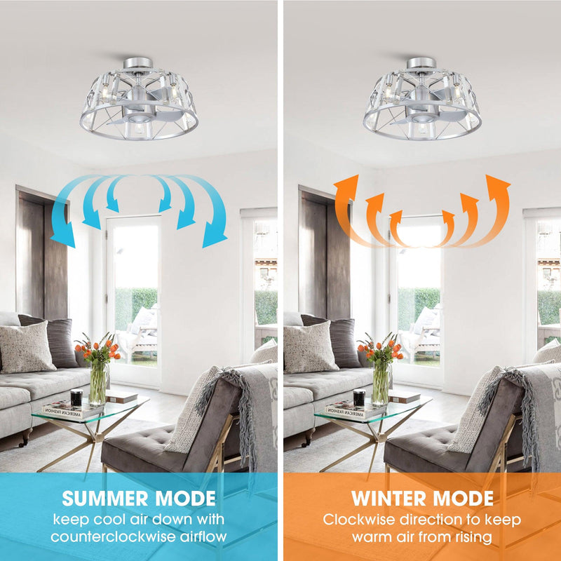 23" Modern Satin Nickel DC Motor Downrod Mount Reversible Fandelier Ceiling Fan with Lighting and Remote Control