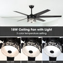 70" Modern DC Motor Downrod Mount Reversible Ceiling Fan with Lighting and Remote Control