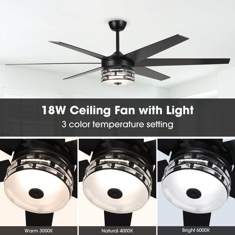 70" Modern DC Motor Downrod Mount Reversible Ceiling Fan with Lighting and Remote Control