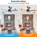 65" Modern DC Motor Downrod Mount Reversible Ceiling Fan with Lighting And Remote Control