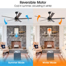 65" Modern Reversible Ceiling Fan with Lighting and Remote Control