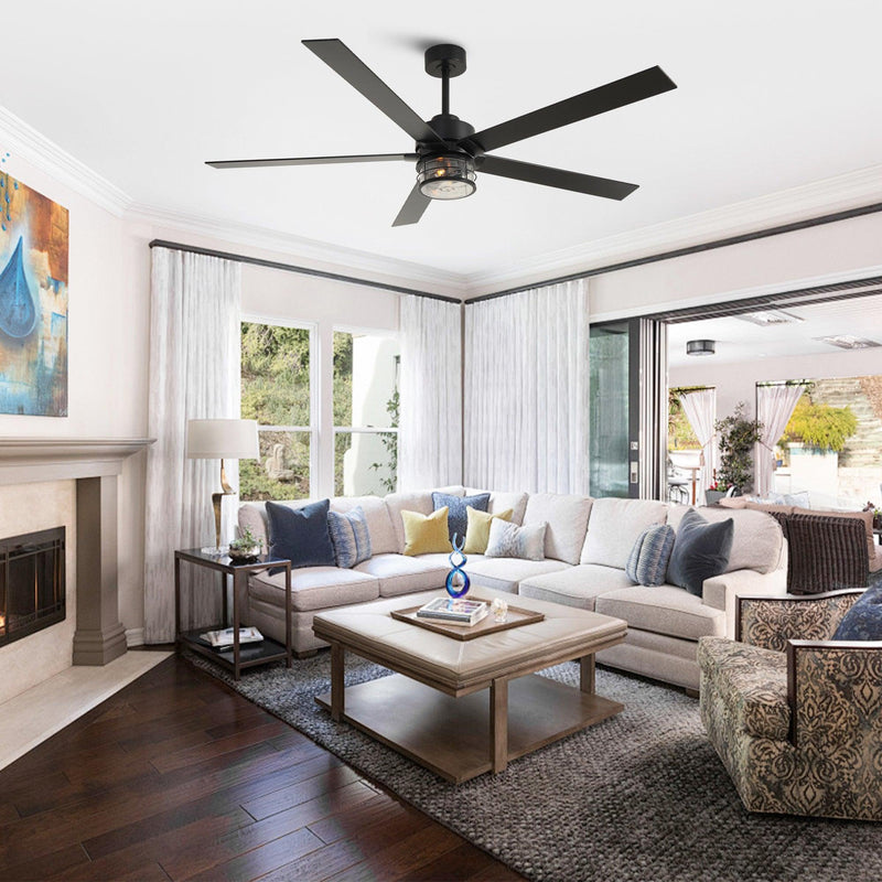 65" Modern Reversible Ceiling Fan with Lighting and Remote Control