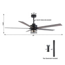 65" Modern Reversible Ceiling Fan with Lighting and Remote Control