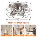12" Flush Mount Low Profile Caged Small Ceiling Fan with Light and Remote Control
