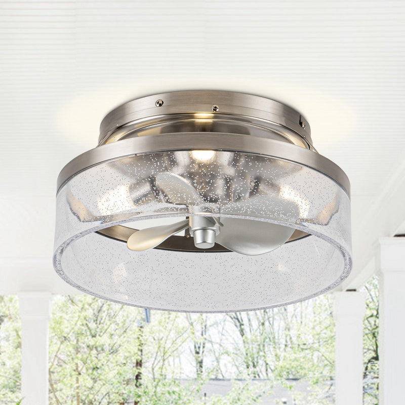 13" Flush Mount Reversible Ceiling Fan with Lighting and Remote Control, photo 6 of 11