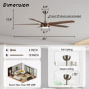 65" Fury Farmhouse DC Motor Downrod Mount Ceiling Fan with Lighting and Remote Control