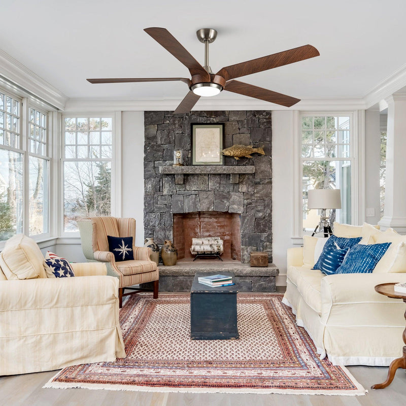 65" Fury Farmhouse DC Motor Downrod Mount Ceiling Fan with Lighting and Remote Control