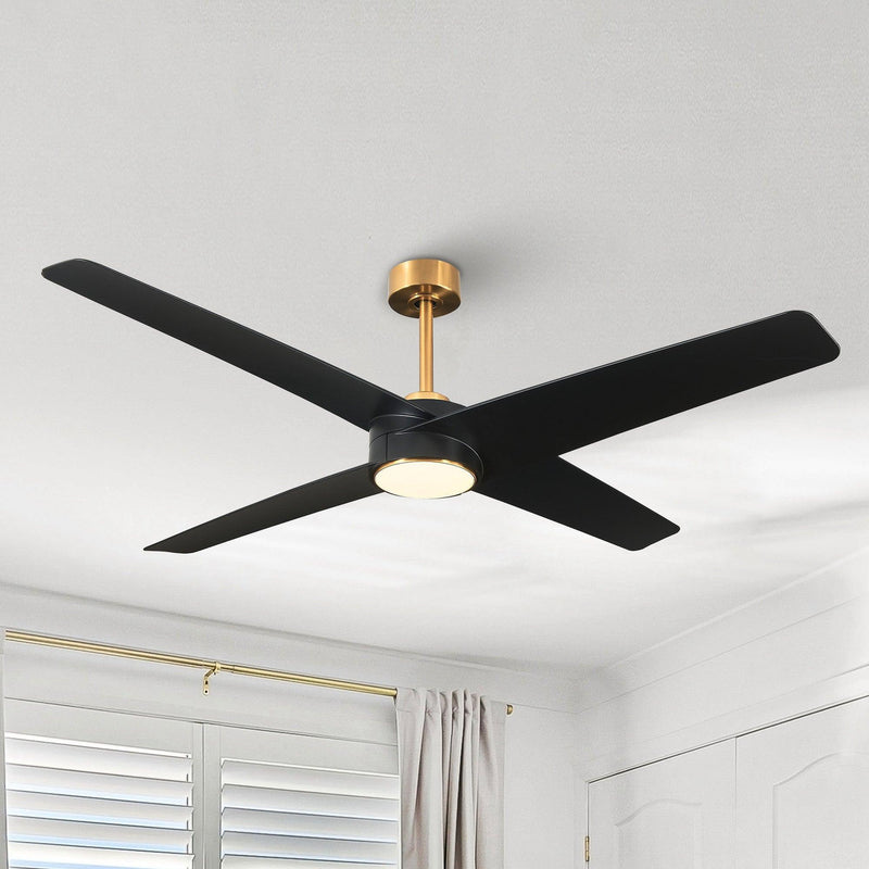 60" Parvez Modern DC Motor Downrod Mount Reversible Ceiling Fan with Lighting and Remote Control
