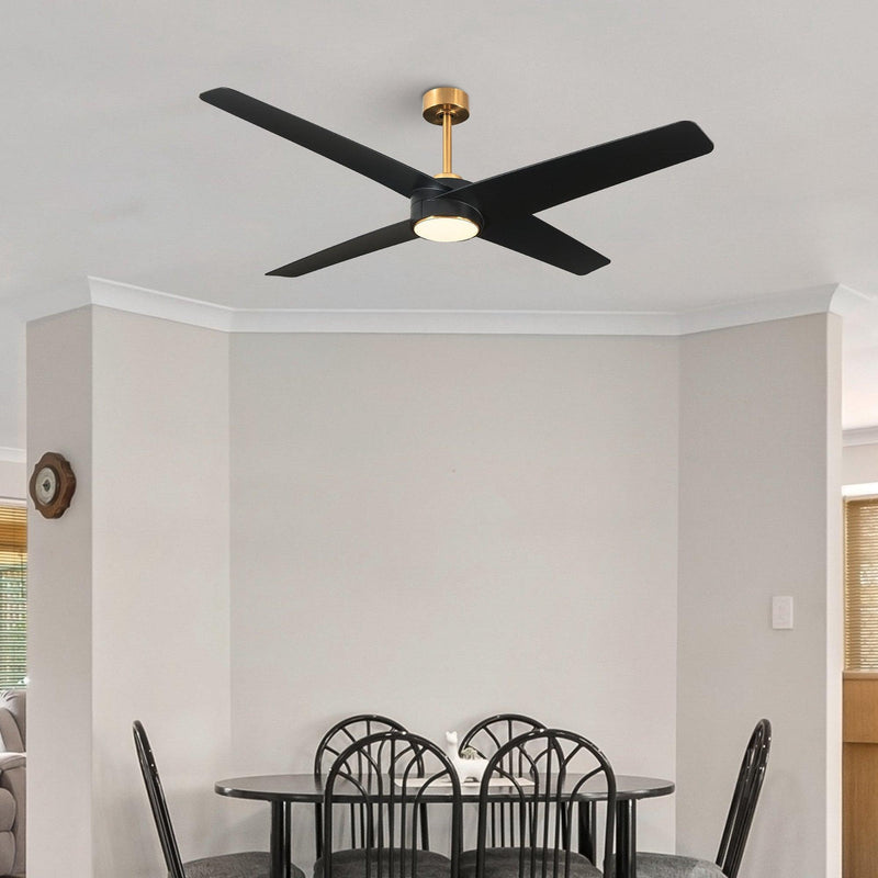 60" Parvez Modern DC Motor Downrod Mount Reversible Ceiling Fan with Lighting and Remote Control