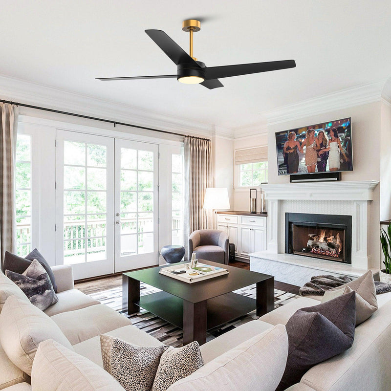 60" Parvez Modern DC Motor Downrod Mount Reversible Ceiling Fan with Lighting and Remote Control