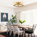 20" Flush Mount Golden Ceiling Fan with Light and Remote Control