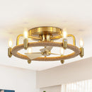 20" Flush Mount Golden Ceiling Fan with Light and Remote Control