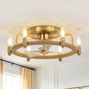 20" Flush Mount Golden Ceiling Fan with Light and Remote Control