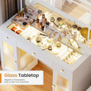 Glass-Top Makeup Vanity Desk with Clear Cabinets