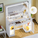 Glass-Top Makeup Vanity Desk with Clear Cabinets