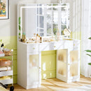 Glass-Top Makeup Vanity Desk with Clear Cabinets