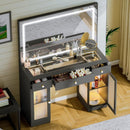 Glass-Top Makeup Vanity Desk with Clear Cabinets