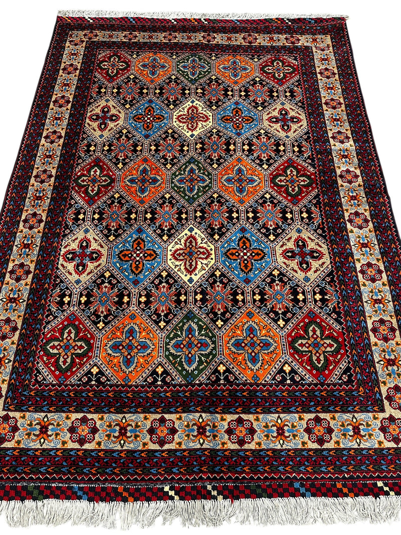Hand-Knotted Afghani Kashi Wool Rug – 4’9″  x  6’10″
