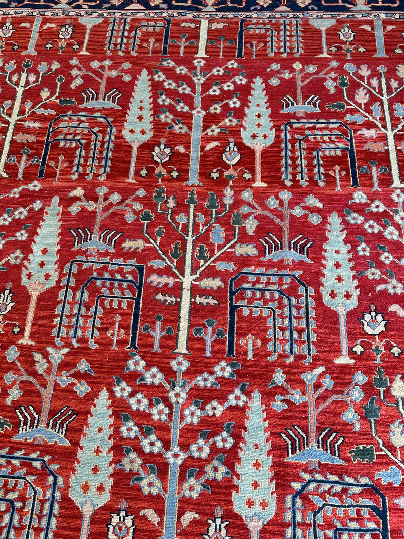 Handwoven Soumak Multicolor Wool Area Rug – 8’ x 10’