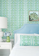 Fair Isle Pillow Cover in Blue and Green, Thibaut Pillows
