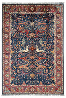 Hand-Knotted Afghani Bidjar Ghazni Wool Rug – 6'7" x 9'10" – Elegant Floral Design