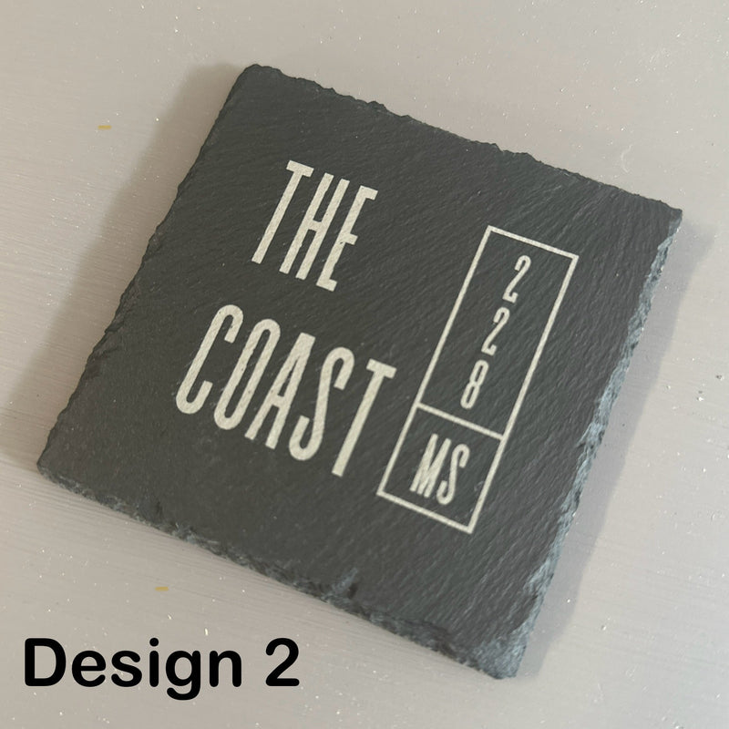 228 "The Coast" Square Slate Coaster Set | 4-Piece Set