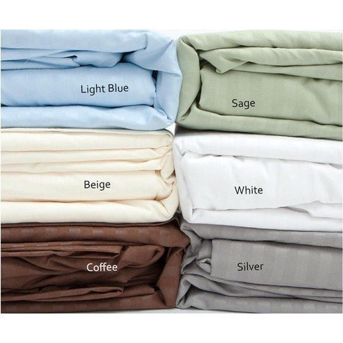 Full size Dobby Stripe Sateen Sheet Set in Beige Microfiber, photo 2 of 2