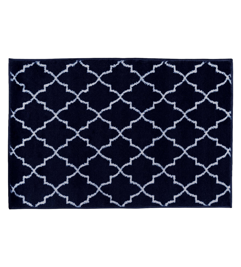 Sussex Home, Landing Rug, Slip Resistant Indoor Carpets Includes Adhesive Tape 2' x 3'-Trellisville Collection | Navy&White