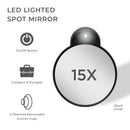 Lighted Compact Mirror with Magnification & Retractable Suction Cups