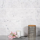 White 4x12 Honed Subway Bianco Carrara Marble Tile (15 pack, 5 sq ft/case)