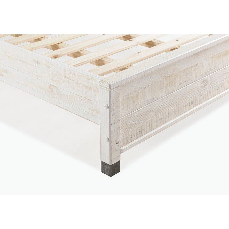 Full Size Solid Wood Platform Bed Frame with Headboard in Rustic White Finish, photo 4 of 5