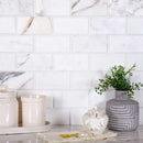 White 3x6 Polished Beveled Subway Calacatta Gold Marble Tile (40 pack, 5 sq ft/case)