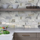 White 3x6 Polished Subway Calacatta Gold Marble Tile (40 pack, 5 sq ft/case)