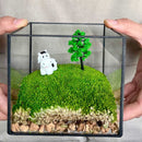 Handmade Glass Terrarium Mossbox Happy Chubby Cow Micro Landscape with Unique Artisan Design