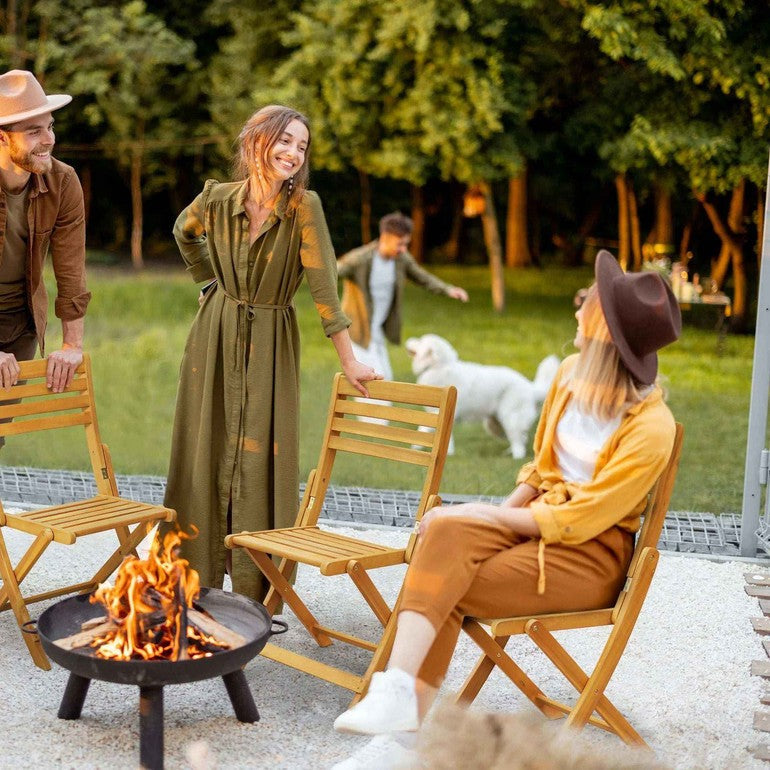 Tranquillo Anya Solid Wood Folding Chairs - Set of 2 Acacia Wood