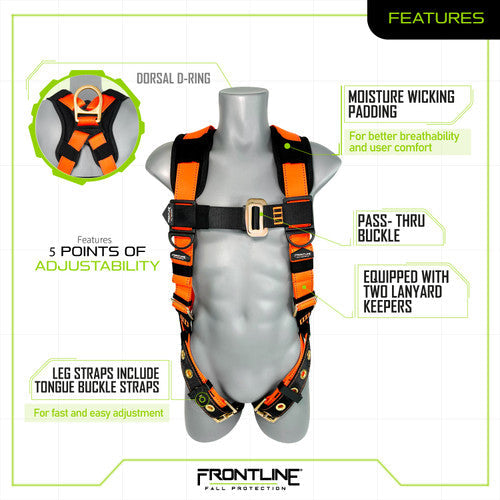 Frontline 50VTB Combat Economy Series Full Body Harness with Tongue Buckle Belt 3X/4X