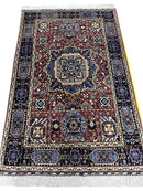 Hand-Knotted Afghani Blue & Brown Mamluk Wool Rug – 40” x 62”