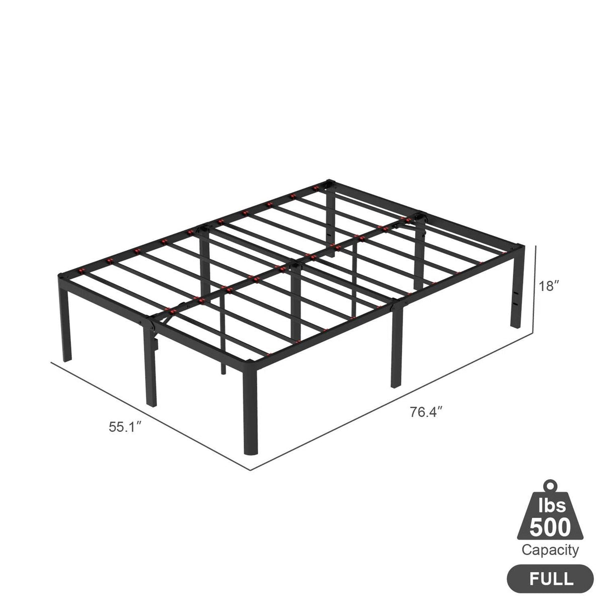 Full 18-inch Rounded Edge Corners Metal Bed Frame with Under-bed Storage Space, photo 5 of 5