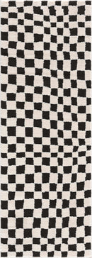 Lajos Black & White Checkered Plush Rug