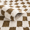 Lajos Brown Checkered Shag Rug