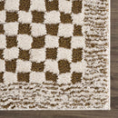 Leryn Brown & White Checkered Area Rug