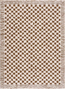 Leryn Brown & White Checkered Area Rug