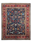 Hand-Knotted Afghani Bidjar Wool Rug – 9’x12’ – Intricate Geometric & Floral Motifs