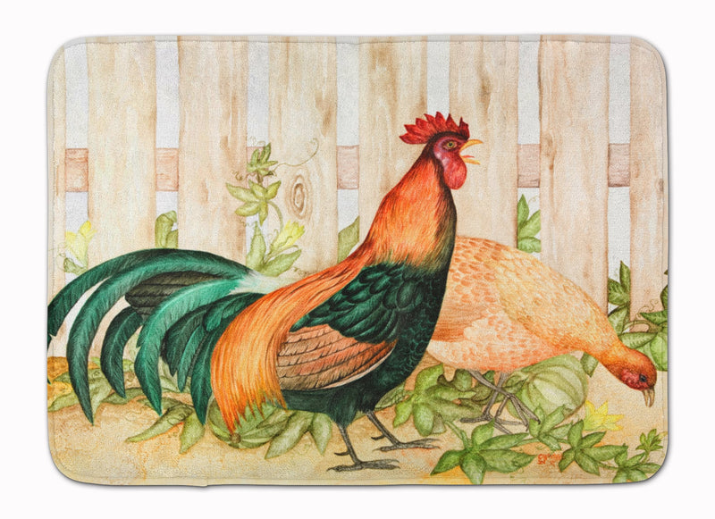 Chicken and Rooster by Ferris Hotard Machine Washable Memory Foam Mat