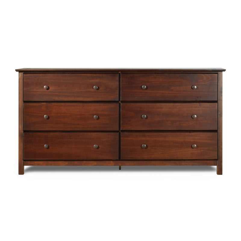 Farmhouse Solid Pine Wood 6 Drawer Dresser in Cherry Finish, photo 2 of 5