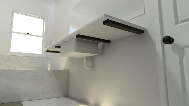 Metal Floating Shelf Brackets 1 Inch Concealed Mounting Hardware, installed in a room